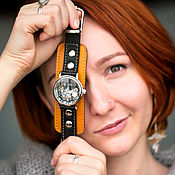Украшения handmade. Livemaster - original item Glory yellow mechanical transparent wrist watch. Handmade.