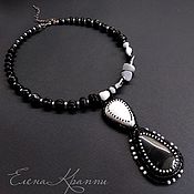 Украшения handmade. Livemaster - original item Black and white choker necklace with agate and scolecite.. Handmade.