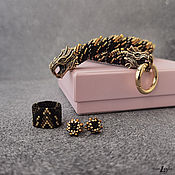 Украшения handmade. Livemaster - original item Jewelry set: Spiked Dragon made of Japanese beads. Handmade.
