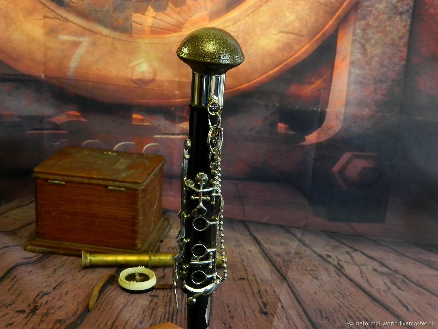 Pen holder hand made Steampunk clarinettist
