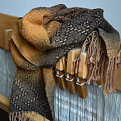 Аксессуары handmade. Livemaster - original item Patterned scarf. Ochre. Hand weaving. Handmade.
