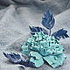 Rose brooch leather blue lagoon, Brooches, Lyubertsy,  Фото №1