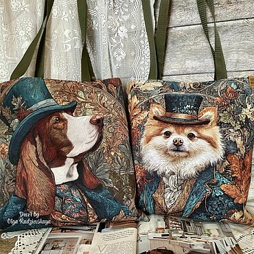 Сумки ручной работы. Ярмарка Мастеров - ручная работа Сумка-шоппер “Vintage Dogs”. Handmade.
