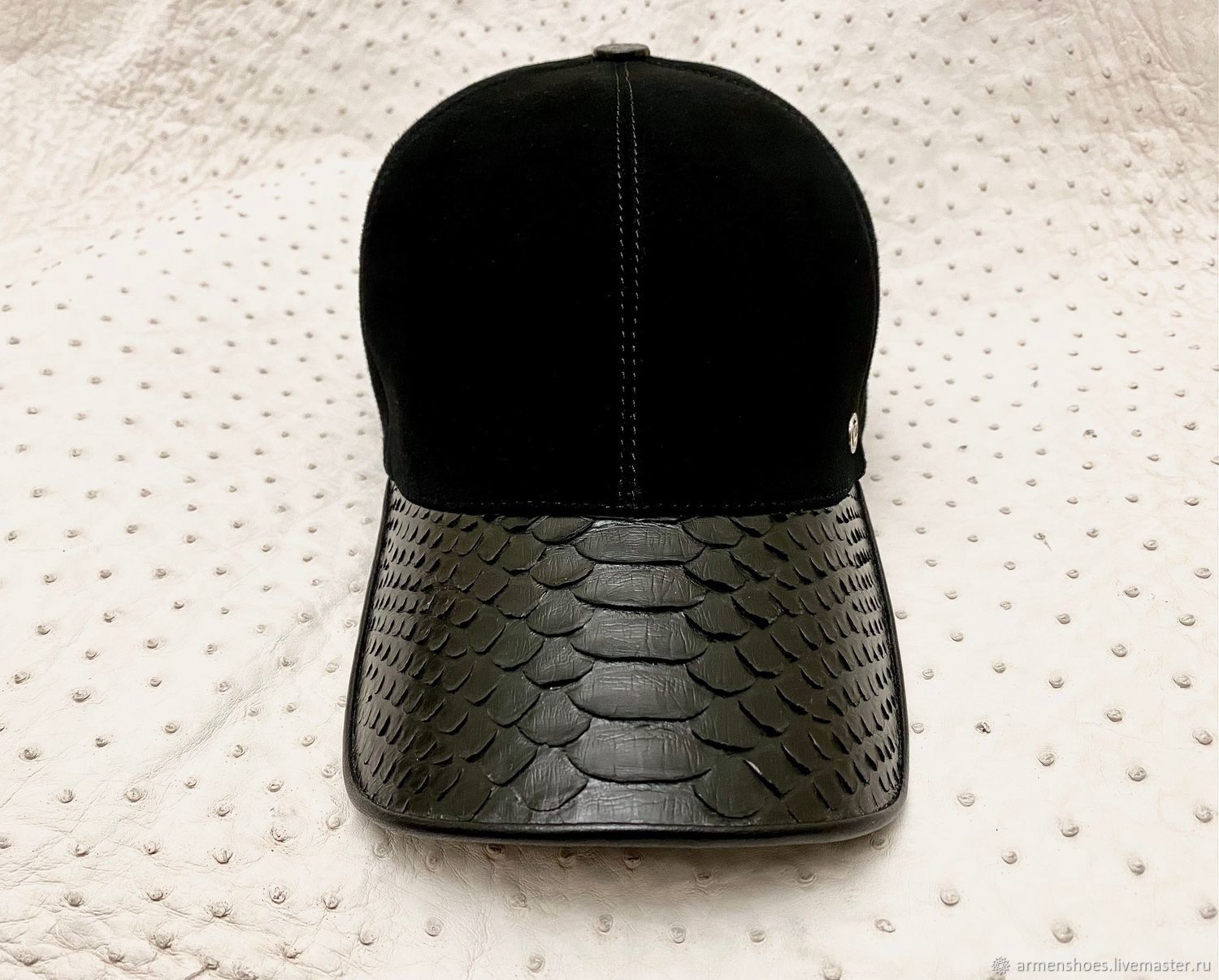 Baseball cap made of genuine python leather and genuine suede!, Baseball caps, St. Petersburg,  Фото №1