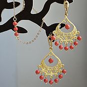 Украшения handmade. Livemaster - original item Jewelry set with natural coral earrings, necklace and bracelet. Handmade.