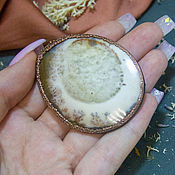 Украшения handmade. Livemaster - original item Copper brooch with moss agate No. 4.. Handmade.
