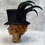 Аксессуары handmade. Livemaster - original item Felt top hat with feathers. Handmade.