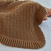 Работы для детей, handmade. Livemaster - original item Brown knitted children`s plaid. Merino 100%. Handmade.