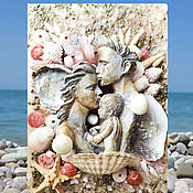 Картины и панно handmade. Livemaster - original item Sculptural Painting Family. Rose quartz, haliotis, pearls. Handmade.