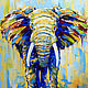 The picture sun Elephant painting elephant oil on canvas, Pictures, Voronezh,  Фото №1