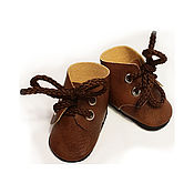 Куклы и игрушки handmade. Livemaster - original item Doll shoes with grommets (brown). Handmade.