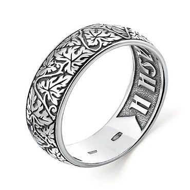 Православное кольцо с молитвой Богородице из серебра