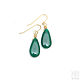 Emerald Emerald Drop Earrings Green Brass Dark Green, Earrings, Orel,  Фото №1