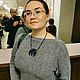 Синее колье из бисера с камнем, ожерелье из бусин, лунница с содалитом. Колье. Nibelung Design Украшения из бисера. Интернет-магазин Ярмарка Мастеров.  Фото №2