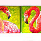Flamingo Oil Painting Canvas 25 x 25 Pink Bird Impasto. Pictures. matryoshka (azaart). My Livemaster. Фото №5