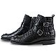 Ankle boots made of embossed alligator leather, in black, High Boots, St. Petersburg,  Фото №1