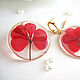 Earrings with Real Geranium Flowers Red Gilt 16k. Earrings. WonderLand. Online shopping on My Livemaster.  Фото №2