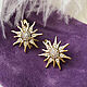 Sun earrings, sun earrings, stars, stars in gold color, Earrings, Moscow,  Фото №1