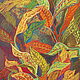 Платок из итальянского шелка с авторской картиной 90х90 см, Парео, Москва,  Фото №1
