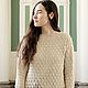 Women's Long Knitted Jumper, Beige Cotton Tunic, Jumpers, Ulan-Ude,  Фото №1