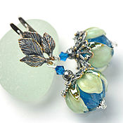 Украшения handmade. Livemaster - original item Mermaid lampwork earrings flowers gift to your beloved. Handmade.