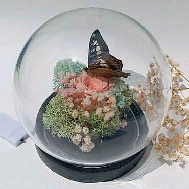 Колба с розой и бабочкой Подарок на 8 марта. . Для дома и интерьера ручной работы - Ярмарка Мастеров Для дома и интерьера ручной работы. Ярмарка Мастеров - ручная работа Колба с розой и бабочкой Подарок на 8 марта. Handmade.