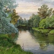 Картины и панно handmade. Livemaster - original item Oil painting, summer landscape, Summer on the Sturgeon River. Handmade.