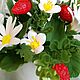 Мини-букет Земляника. Цветы из полимерной глины. Композиции. Olga-art-flower. Интернет-магазин Ярмарка Мастеров.  Фото №2