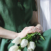 Одежда handmade. Livemaster - original item Linen dress loose fit with buttons from waist. Handmade.