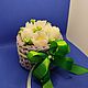 Букет подарочный с цветами из мыла в вязаном кашпо, Подарки на 8 марта, Санкт-Петербург,  Фото №1
