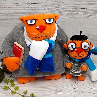 Куклы и игрушки ручной работы. Ярмарка Мастеров - ручная работа Мы болеем за Зенит! Рыжие коты Васи Ложкина. Handmade.