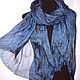 Blue Grey Silk Scarf Thin Women's Long Demi-season. Scarves. Silk scarves gift for Womans. My Livemaster. Фото №4