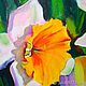 Order Painting Daffodils Oil Painting Flowers for Interior on black background. Yulia Berseneva ColoredCatsArt. Livemaster. . Pictures Фото №3