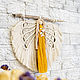  ангел с крыльями в желтом платье. Панно макраме. Текстильная лавка  NATALINI. Ярмарка Мастеров.  Фото №5