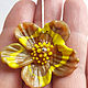 Brooch-needle 'Lemon iris' Venetian glass. Brooches. Anna Ivanova. Lampwork jewelry. Online shopping on My Livemaster.  Фото №2