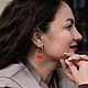 Серьги с красными лошадками-качалками. Серьги-кольца. KOKOSHNIKI. Ярмарка Мастеров.  Фото №4