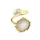 Ring with white pearl and quartz, pearl ring with two stones. Rings. Irina Moro. My Livemaster. Фото №4