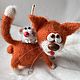 Рыжий кот,кошка с мышкой, игрушка кошка, игрушка вязаная кошка, рыжик, Прикольные подарки, Находка,  Фото №1