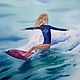 Picture of a girl on a surfboard rushing through the waves of the ocean. Pictures. Olga Ermakova art. My Livemaster. Фото №4