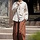 Длинные брюки в стиле ретро из хлопка и льнаШараваны. Брюки. Thebesttailor. Ярмарка Мастеров.  Фото №6