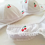 Одежда handmade. Livemaster - original item Cherry cotton Underwear set. Handmade.