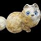 Кот из натурального Уральского поделочного камня Ангидрит, Статуэтки, Орда,  Фото №1