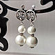 Women's pearl earrings cotton white. Earrings. Jewelry and accessories by IRIS. Online shopping on My Livemaster.  Фото №2