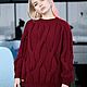 Jerseys: Women's knitted oversize sweater in cherry color in stock, Sweaters, Yoshkar-Ola,  Фото №1