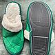 Sheepskin leather slippers green. Slippers. Warm gift. Online shopping on My Livemaster.  Фото №2