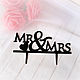 Even the most modest wedding cake can be supplemented with the topper to turn into a original decoration for your celebration.Topper `Mr & Mrs` are made of Plexiglas and is suitable for any cake.

