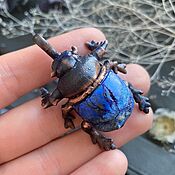 Украшения handmade. Livemaster - original item Copper Scarab Beetle Pendant with Azurite. Handmade.