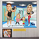 Family cartoon pictures. Sports, family, fitness. Cartoon athletes, Caricature, Moscow,  Фото №1