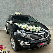 Свадебные украшения на машину в лавандовом цвете №79