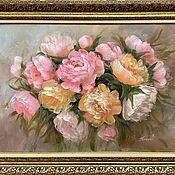 Картина маслом цветы «Воздушные пионы» 50х70
